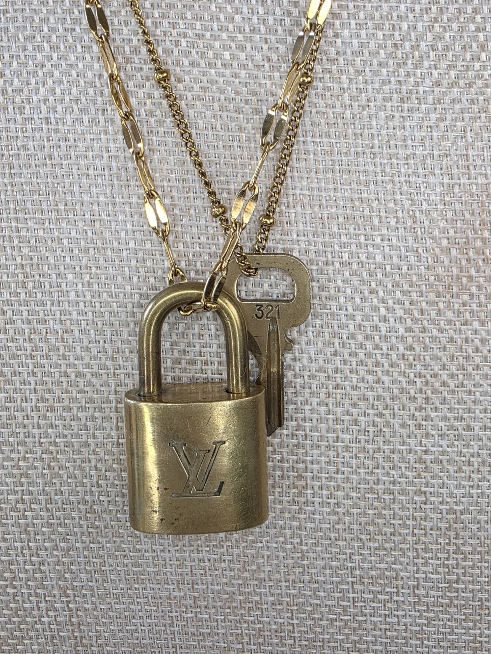 Louis Vuitton Lock & Key Necklace Set on Unbranded Layered Chains - Picture 2 of 8